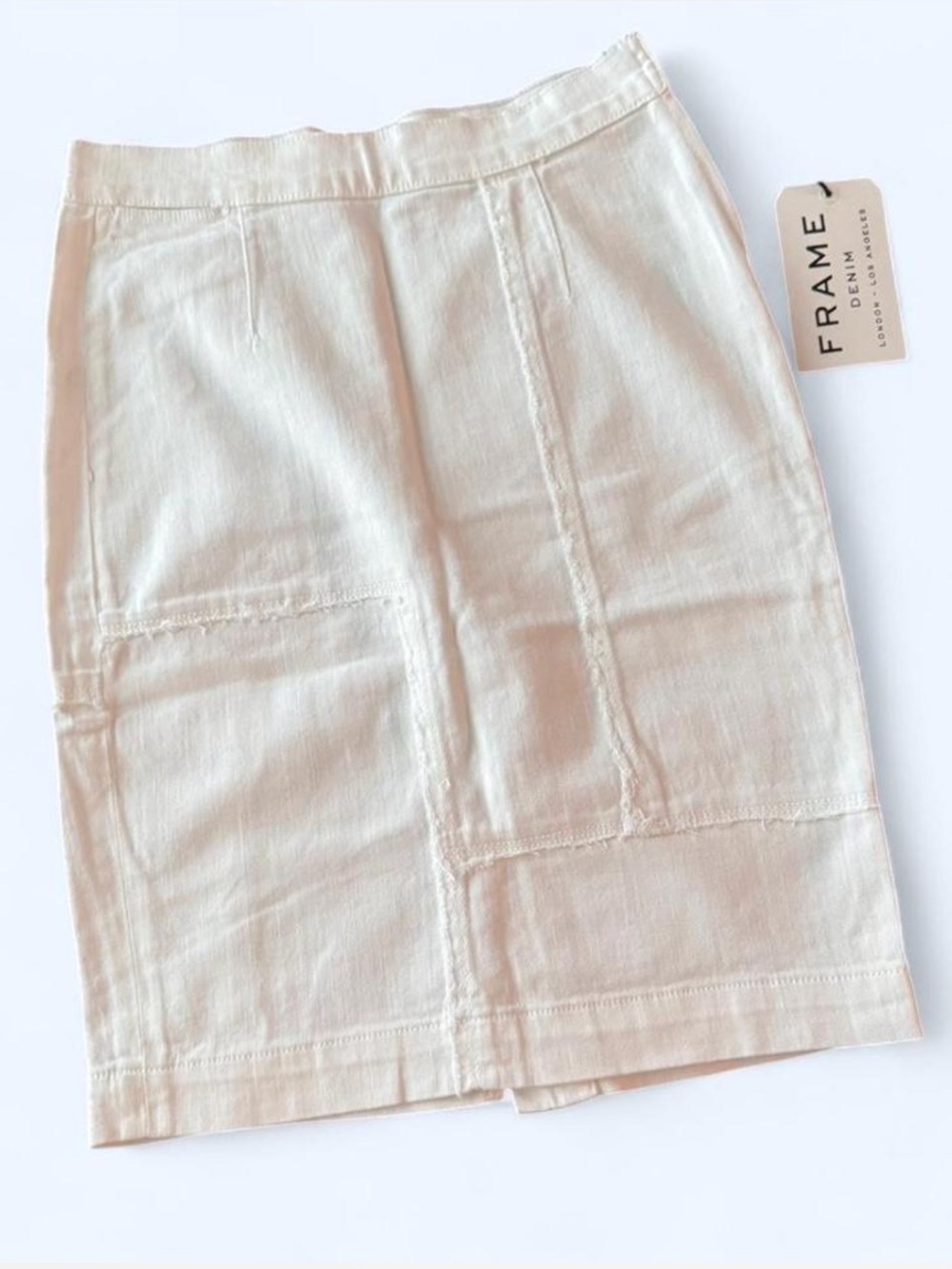 Frame Denim white Patchwork denim Blend Pencil Skirt